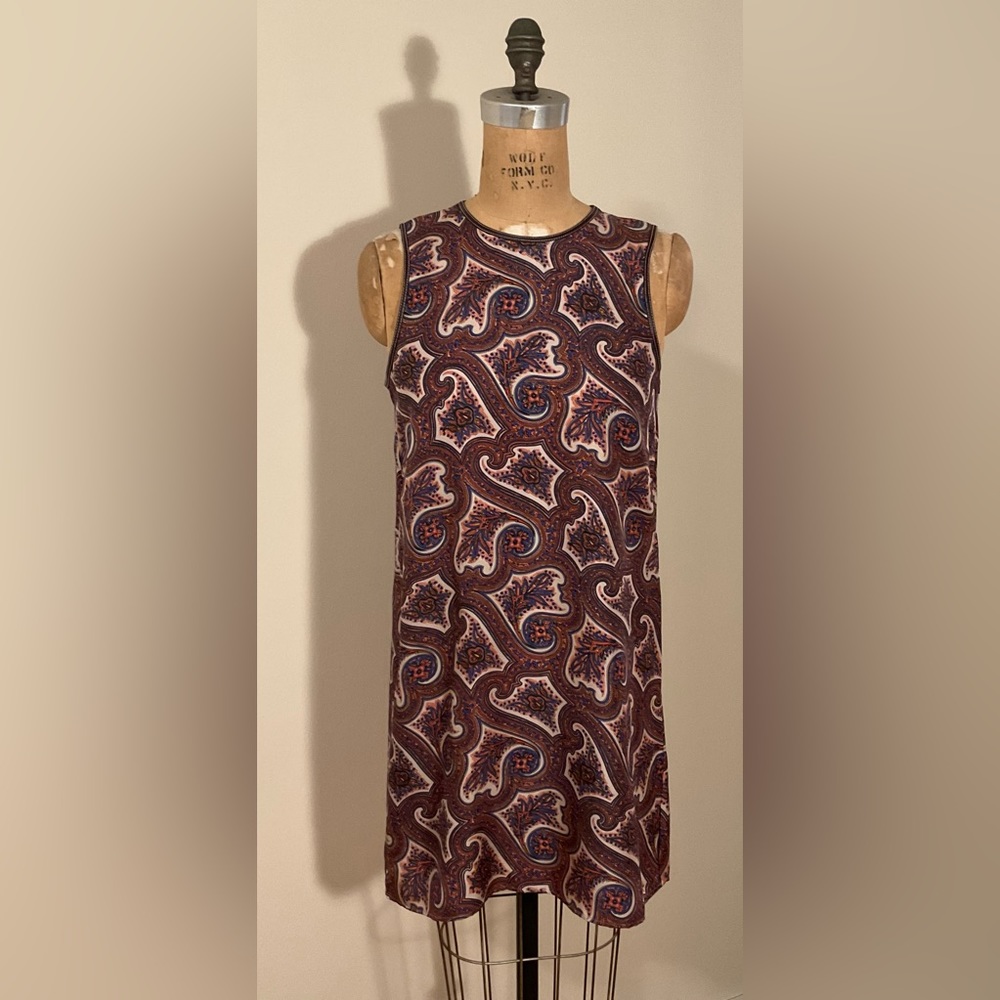 Theory silk shift dress, paisley pattern, Size 6